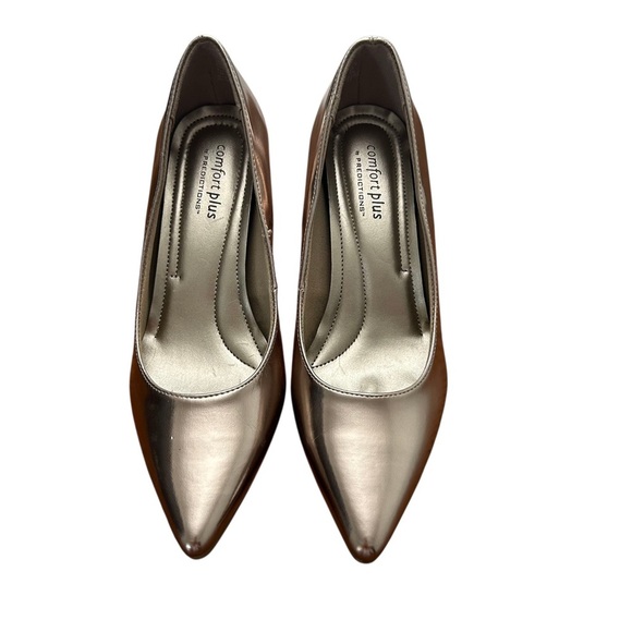 Comfort Plus Chic Metallic Silver Heels Pumps Size 6 - Picture 5 of 8